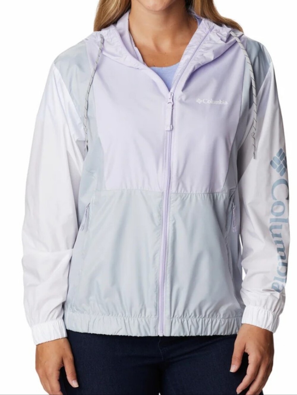 Columbia Women's Pastel Hooded Jacket - Lavender/Light Blue Size Large